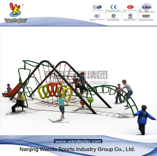 Outdoor Rope Climbing Net with Plastic Slide for Children