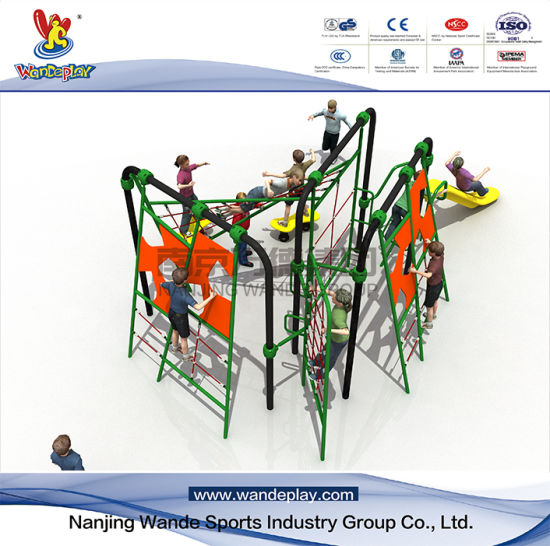 Climbing Rope Netting Grid with Plastic Slide for Kids