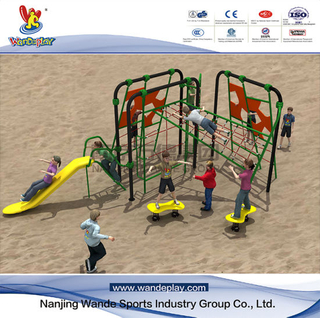 Climbing Rope Netting Grid with Plastic Slide for Kids