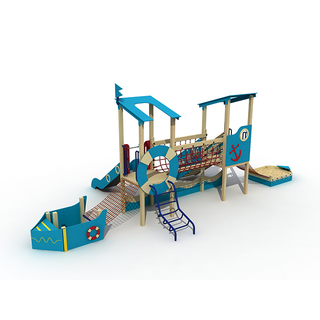 Amusement Park Kid Playground Childrens Wooden Pirate Ship Playset