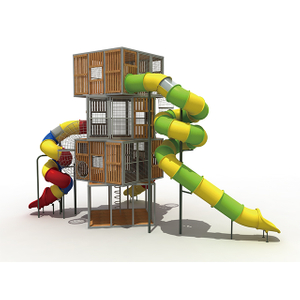 Box Climbing Tower Playground with Slide in Garden