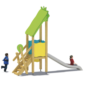 HDPE Children's Slide Wooden Indoor / Outdoor Playground Play Equipment