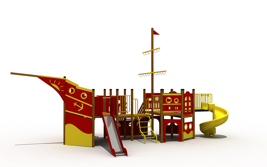 Amusement Park Outdoor Playground Childrens Wooden Pirate Ship Playset WD-02990239 (1)