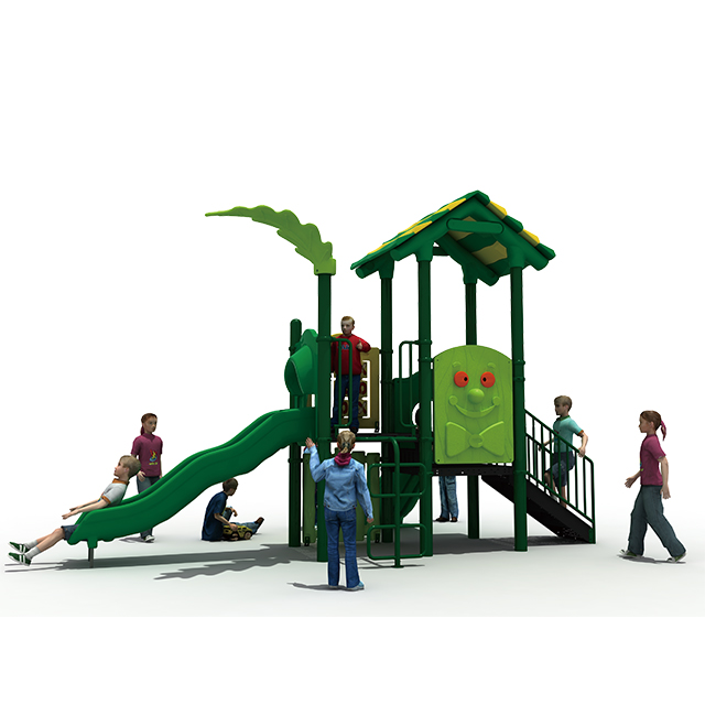 Children Outdoor Green Forest Playground With Slide Playset for Preschool