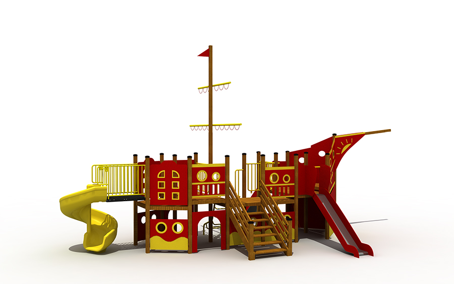 Amusement Park Outdoor Playground Childrens Wooden Pirate Ship Playset WD-02990239 (2)