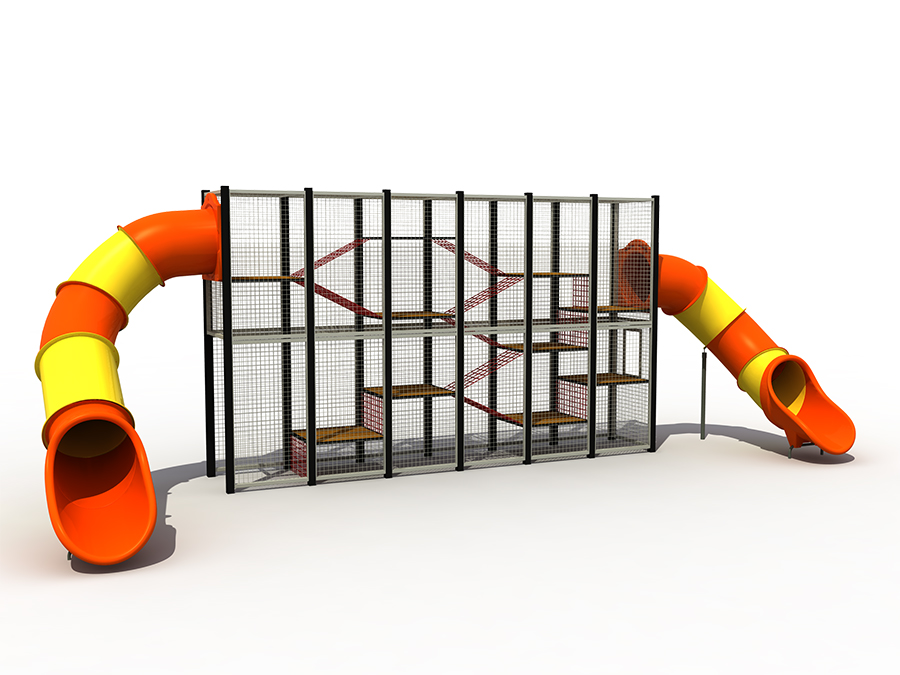 Children Outdoor Cage Climbing Playground with Colorful Slide for Amusement Park 