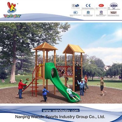 What are the precautions when installing outdoor playground equipment?