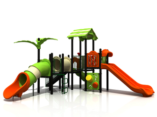 Kids Outdoor Green Forest Playground Slide Playset for Preschool
